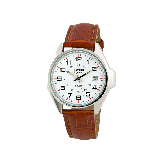 Bayard Homme Cadran Blanc et Cuir Marron L1120.5