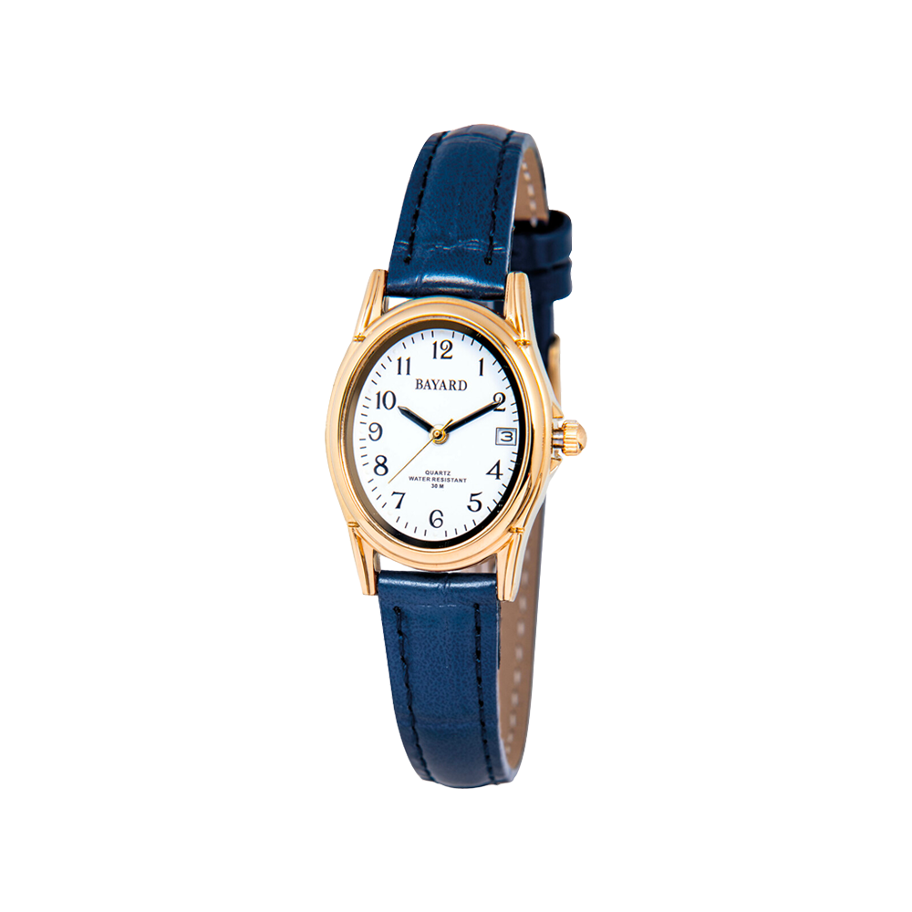 Bayard Ovale Argentée et Cuir Bleu MX65.2
