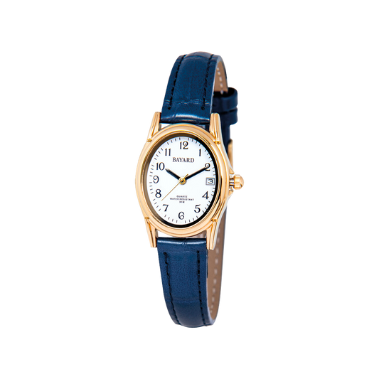 Bayard Ovale Argentée et Cuir Bleu MX65.2