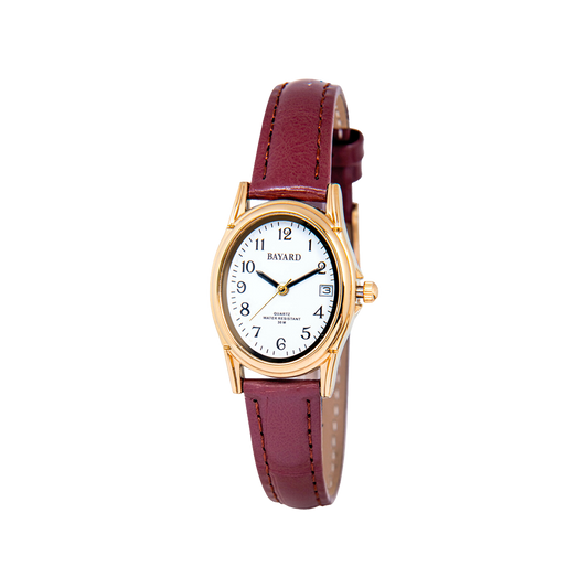 Bayard Ovale Argentée et Cuir Bordeaux MX65.3