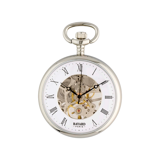 Montre de Poche Bayard Mécanique Argentée avec Clapet