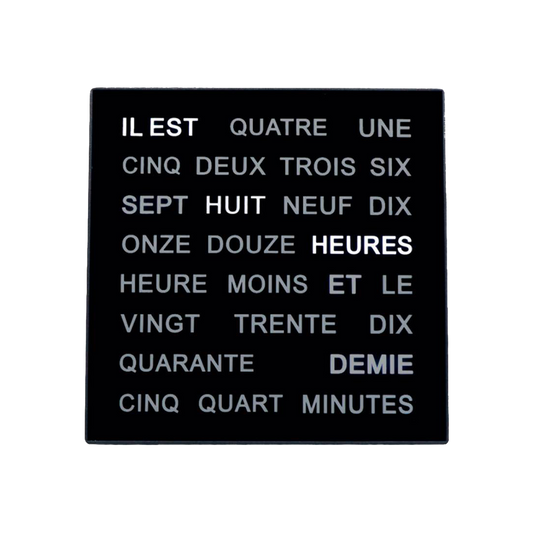 AMS Design Horloge de Mots Cadran Noir 1235FR