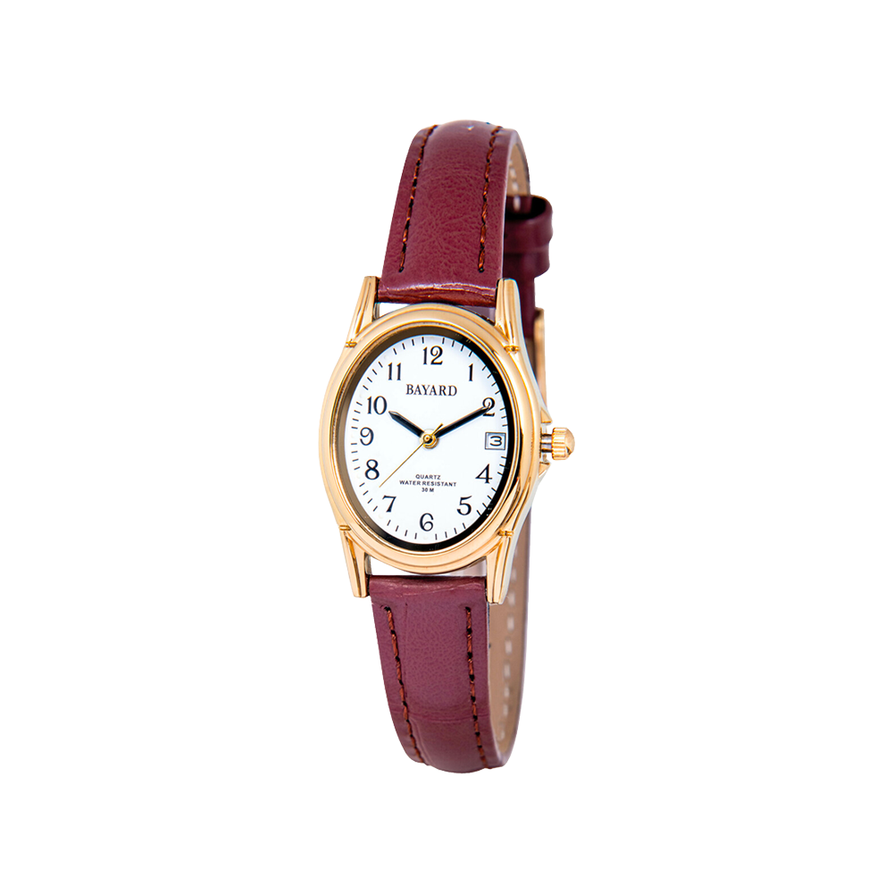 Bayard Ovale Argentée et Cuir Bordeaux MX65.3
