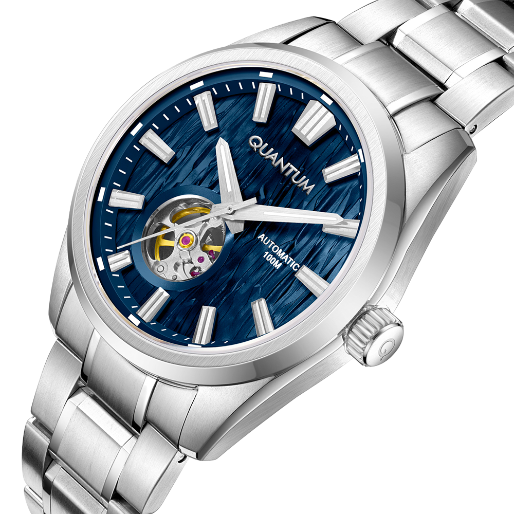 Quantum Flow 41mm Cadran Bleu Cœur Ouvert QMG1192B.390
